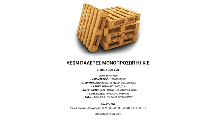 Η σελίδα δημοσιότητας του leonpaletes.gr